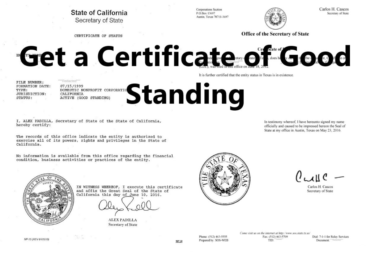 Certificate Of Good Standing - California Secretary of State Expedited Filing Service